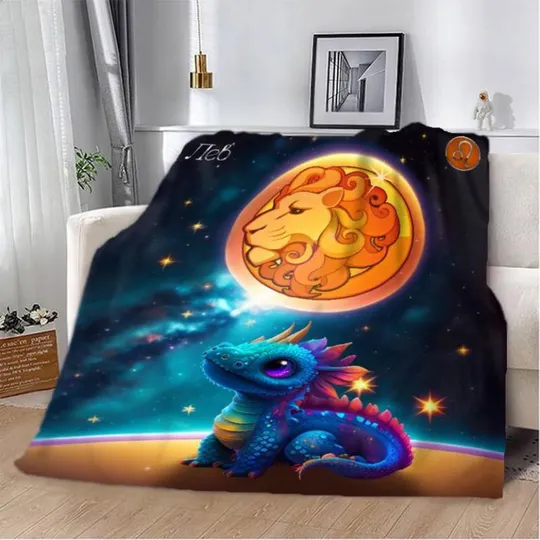 Плед 3D авторский со знаком зодиака на 2024 год Лев 2759_A 12872 160х200 см Ціна