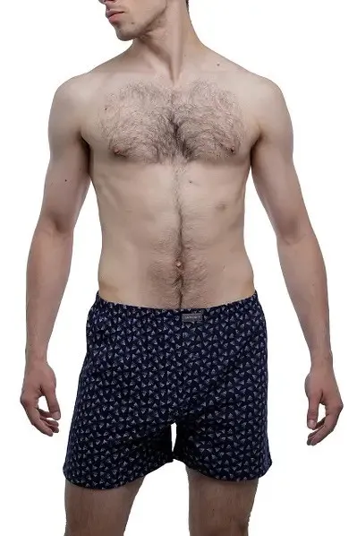 фото, Чоловічі труси боксерки сімейні класичні 100% бавовна Atlet МБ 000088 принт темно-сині 52