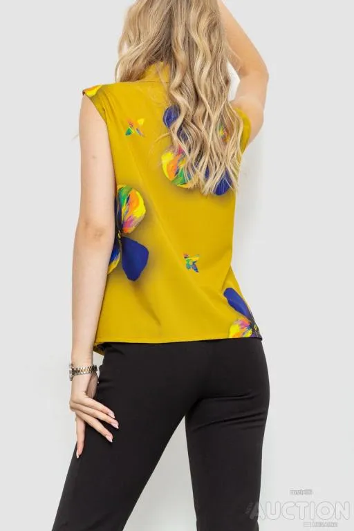 Блуза без рукавов с принтом, цвет оливковый, 102R068-6 Продаж