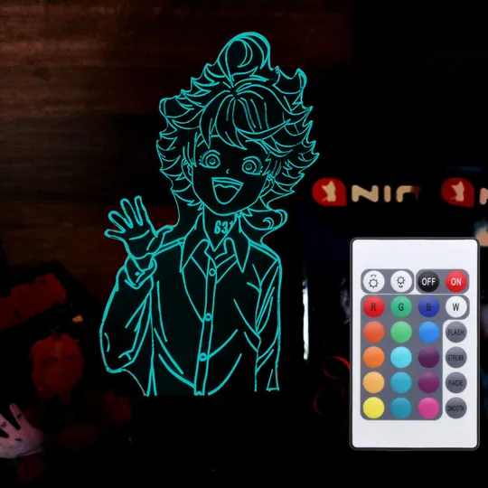 Акриловий світильник-нічник з пультом 16 кольорів Емма The Promised Neverland tty-n001771 Ціна