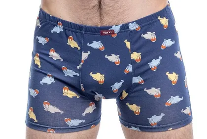 фото, Чоловічі труси боксери Bono МШ 950214 принт Моржі сині (розміри: 48-56) 56