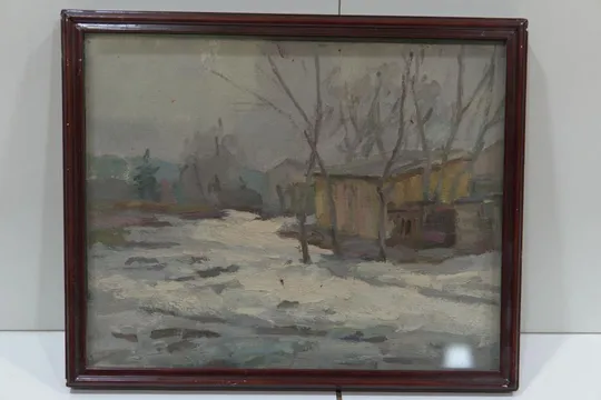 Картина Зимний пейзаж. масло двп 42х34,5 см №76 Ціна