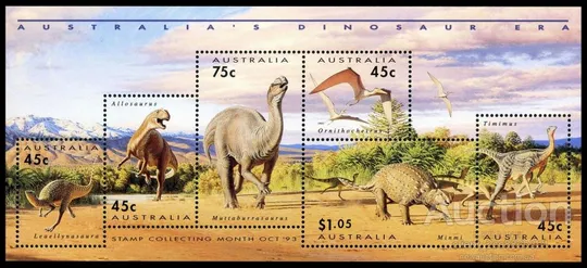 Австралия-Динозавры- 1993.Чистый полный красивый комплект- 3 М/Листа+серия 6 марок.  MNH З аукціону