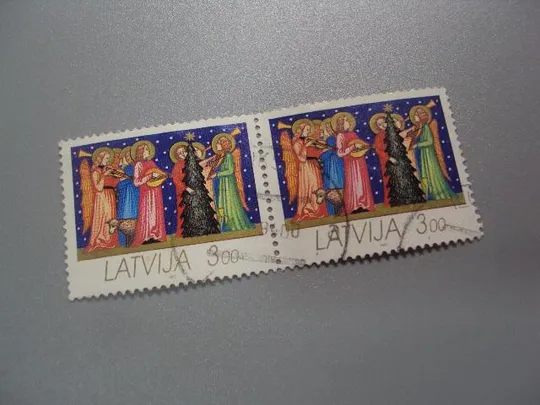 Купити марки сцепка Латвия 1992 рождество религия живопись гаш №2058
