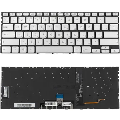 фото, Клавиатура для ноутбука ASUS (UX434 series) rus, ice-silver, без фрейма, подсветка клавиш(ОРИГИНАЛ)