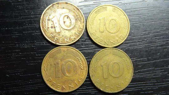 10 пфенігів 1981 ФРН (всі монетні двори) Ціна