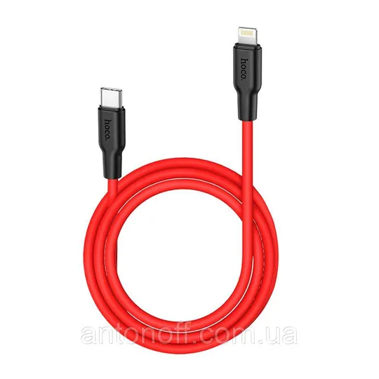 Кабель Hoco X21 Plus PD 20W Cable Type-C to Lightning / Apple iPhone силіконовий (1м 3A) Червоний З аукціону