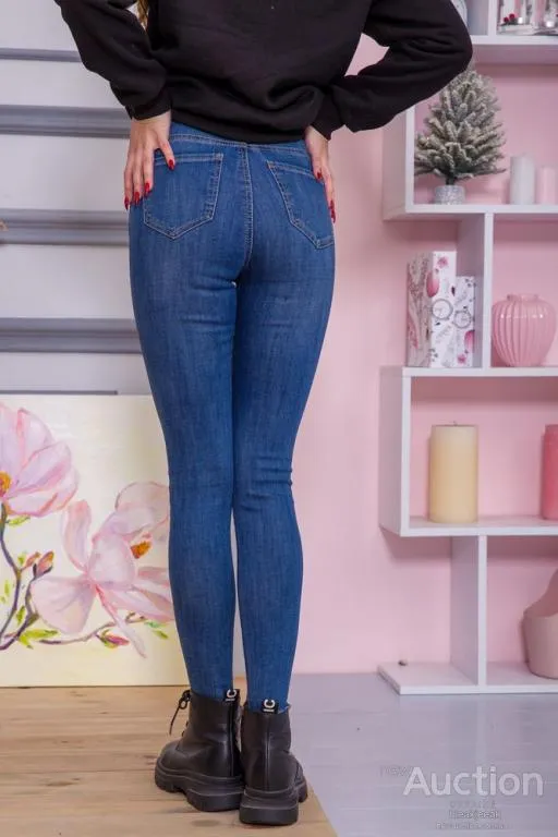Женские джинсы с поясом, синего цвета, 164R089 Продаж