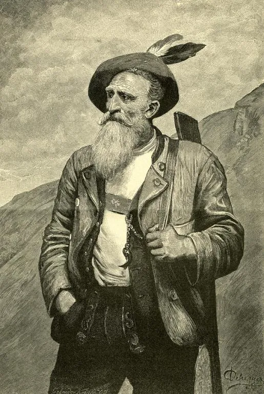 Винтажная альпийская брошь для шляпы охотника, серна, перья фазана dn352 Де купити