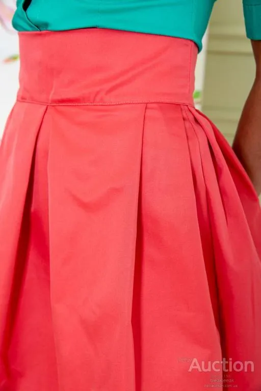 Пышная юбка, средней длины, кораллового цвета, 167R052-5 Де купити