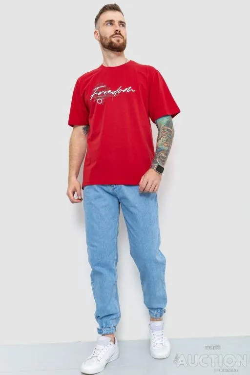 Купити Футболка мужская батал, цвет красный, 208R019