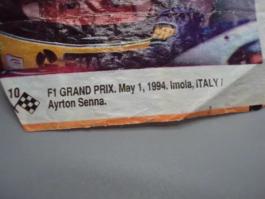 Вкладыш Formula 1 Ayrton Senna №10 F1 Grand Prix May 1, 1994 Italy день смерти Айртон Сенна №17916мя З аукціону