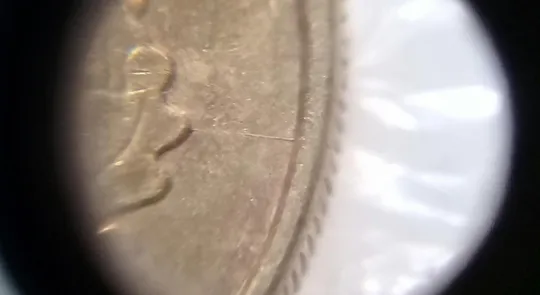 Купити (3248) 10 копійок 2008 розкол від канту до правого нижнього листа на аверсі (10 копеек 2008 брак)