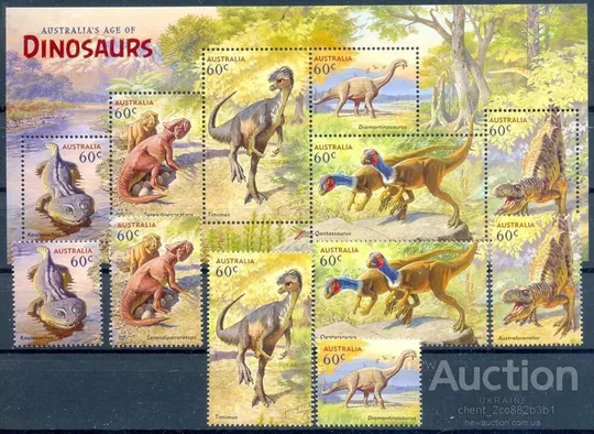 Австралия-Динозавры-2013. Чистый полный красивый комплект-М/Лист+ серия 6 марок.  MNH. З аукціону