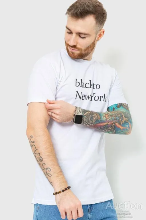 Футболка мужская с принтом, цвет белый, 180R159 З аукціону