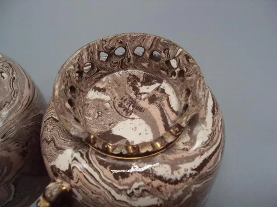 Чашки и блюдца тарелки мраморный фарфор колерон Федяшин лот 4 чашки и 2 блюда №13404 Де купити