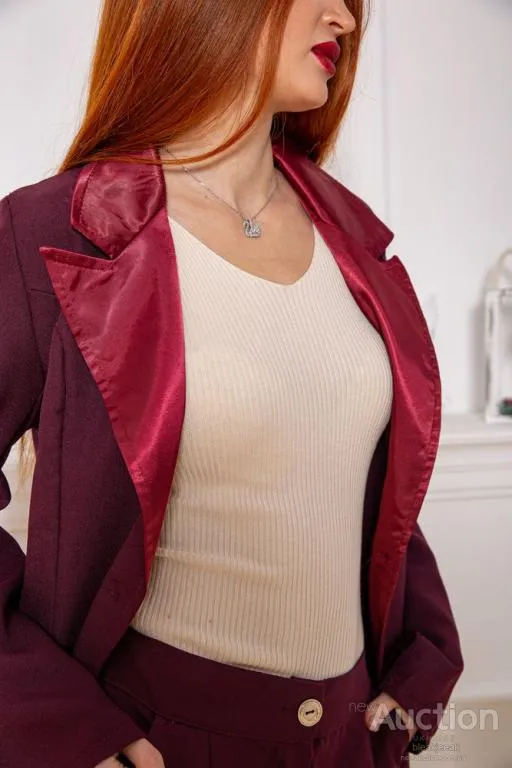 Женский костюм брюки + пиджак, вишневого цвета, 104R1285 Інтернет-аукціон