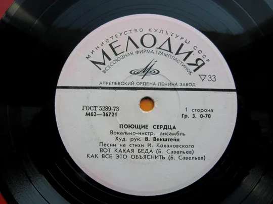 Купити ПЛАТІВКА = ВИА "ПОЮЩИЕ СЕРДЦА" - Вот какая беда, Как все это объяснить, Зима любви ==