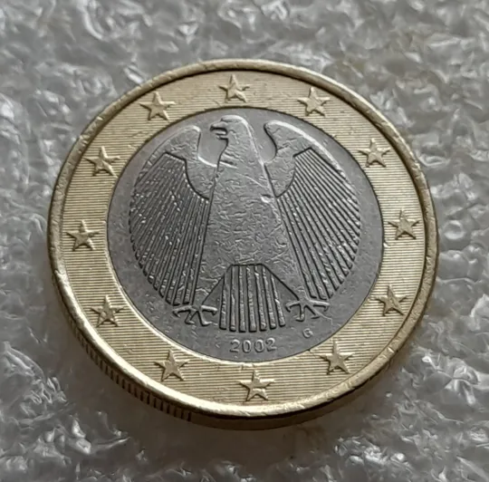 Купити (6941ря) 1 євро 2002 Німеччина, мітка монетного двору "G"- Карлсруе (1 евро 2002 Германия, ФРГ, ФРН)