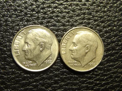 фото, 10 центів 1992 США (два різновиди)