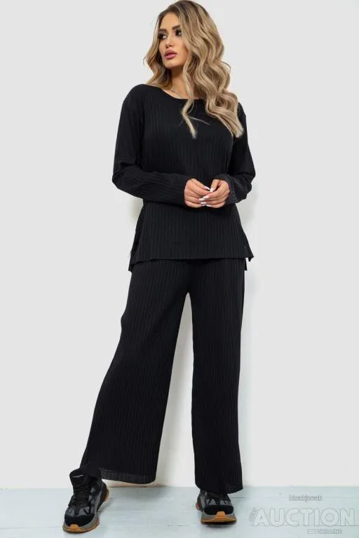 Костюм женский в рубчик повседневный, цвет черный, 238R57415 Ціна