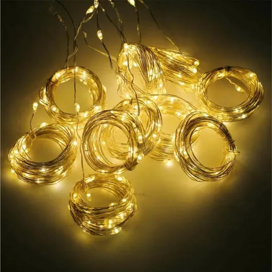 Купити Гирлянда штора Роса + пульт, 3x2м, 400 LED, от USB и сети 220В, 20 нитей, 8 режимов Теплый белый