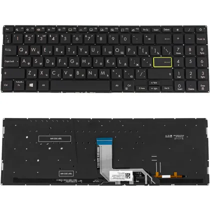 фото, Клавіатура для ноутбука ASUS (X513, X531 series) rus, black, без кадру, підсвічування клавіш