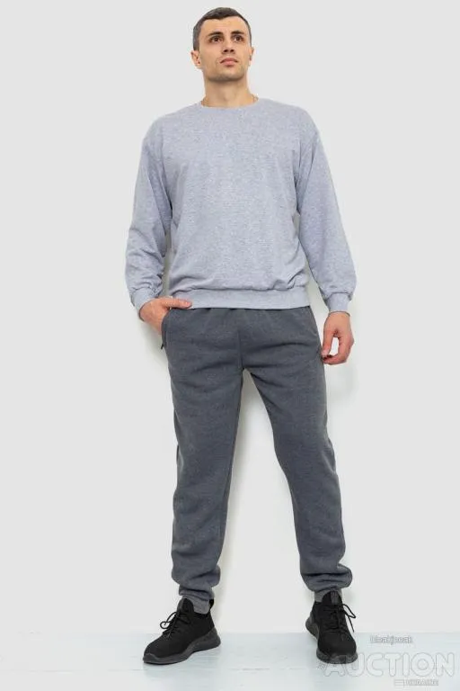 Купити Спорт штаны мужские на флисе, цвет серый, 244R4188