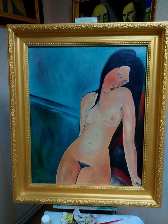 «Сидящая обнажённая» копия картины Амедео Модильяни. 50*60см. двп масло Ціна