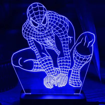 фото, Акриловий світильник-нічник Людина-Павук (Spider-Man) синій tty-n000148