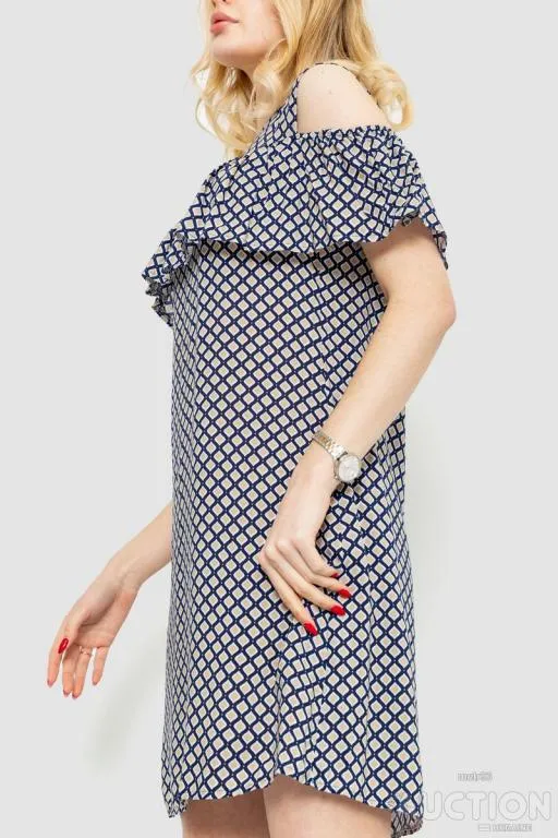 Платье с принтом, цвет сине-бежевый, 230R24-3 З аукціону