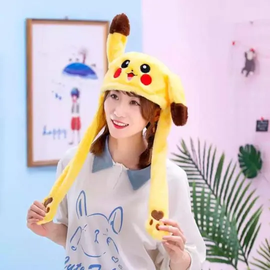 Карнавальная шапка с подсветкой: пикачу с поднимающимися ушами Недорого