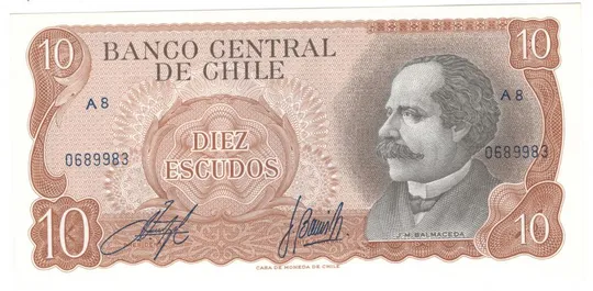 10 ескудо 1970 року UNC Чилі Ціна