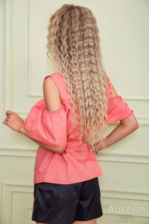 Нарядная блуза с рюшей, персикового цвета, 172R23-1 Продаж