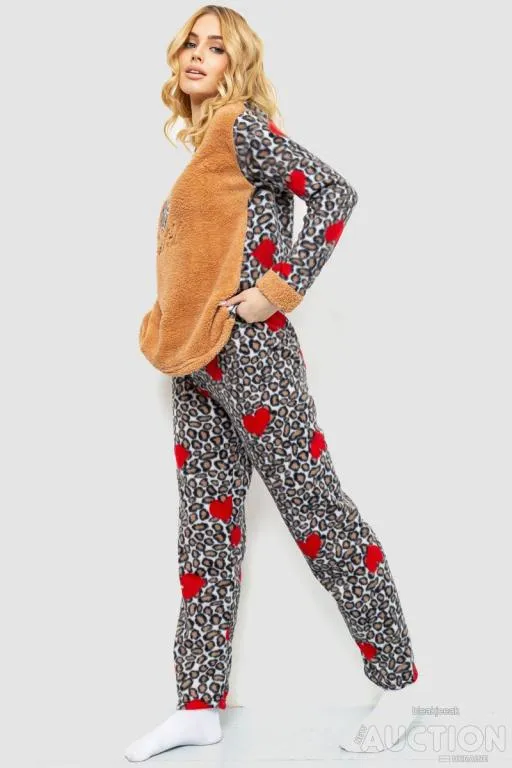 Пижама женская махра, цвет бежевый, 214R4680-1 З аукціону