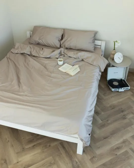 Постельное белье полуторное Dushka Home Сатин Люкс 20904 160х215 см светло-серый Ціна