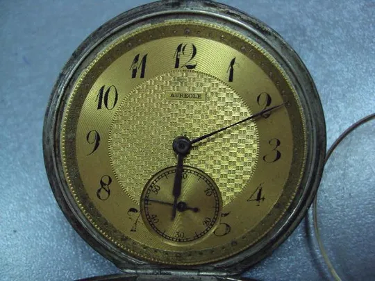 Карманные часы Aureole корпус серебро с чернью 800 проба длина 6,5 см, диаметр 5см не на ходу №11934 З аукціону