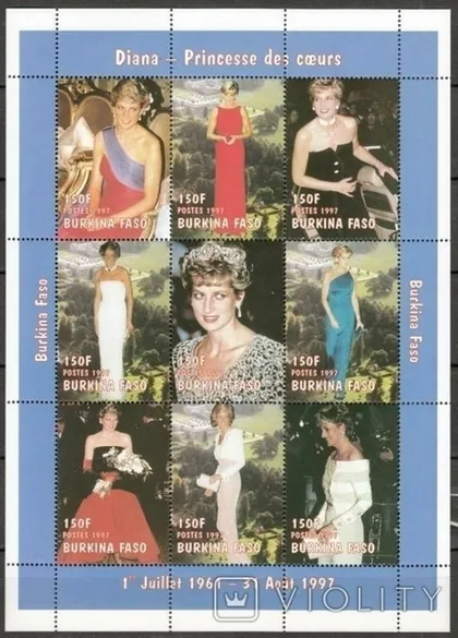 фото, Буркіна-Фасо 1997 Принцеса Діана MNH **