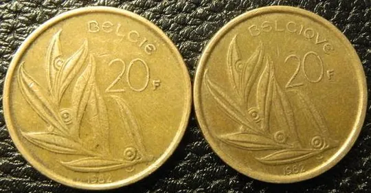 20 франків 1982 Бельгія (два різновиди) Ціна