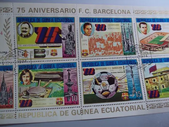 Марки лист Экваториальная Гвинея 1974 футбол Барселона гаш №10218 Де купити