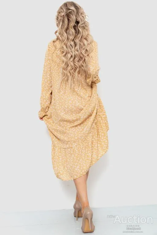 Платье свободного кроя с цветочным принтом, цвет бежевый, 204R201 Продаж