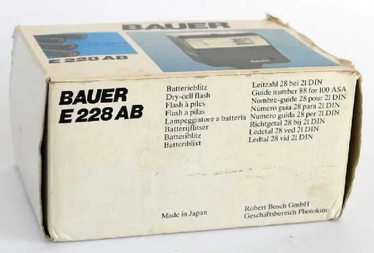 Накамерний спалах Bauer Bosch E 228 AB Німеччина Характеристики