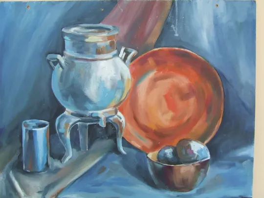 Закарпатская школа.  Глебан А   натюрморт кухонный раз.70 х 60 см. к.м. 2000 гг. Ужгород Продаж