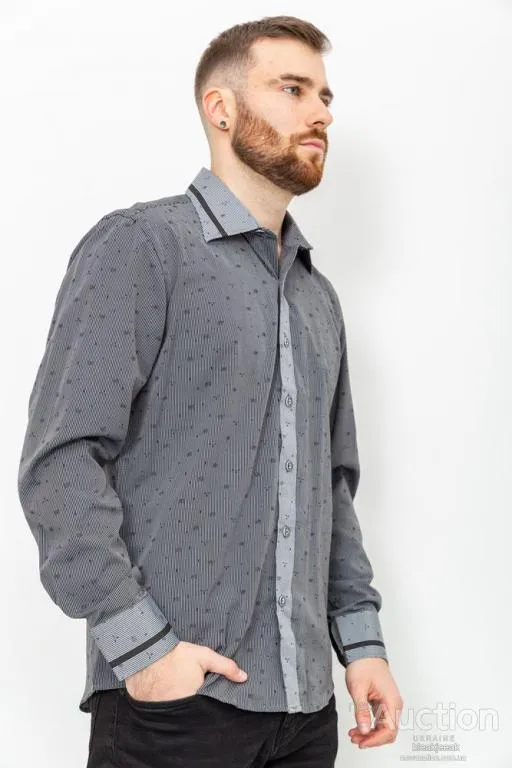 Рубашка мужская в полоску, цвет темно-серый, 131R140096 З аукціону