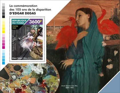 фото, Чад- Живопись - Эдгар Дега - 2022.Чистый полный красивый комплект-Блок+М/Лист.MNH.