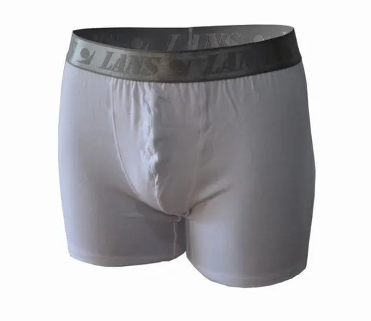 Шорти подовжені чоловічі труси Lans 06/036 з сірою широкою відкритою резинкою білі XXL Ціна