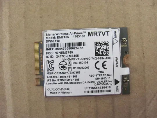 номер0170-46 Модем 4G 0MR7VT  EM7455 для Dell Latitude E5480 5480 PRECISION 7710 7720 оригінал Ціна