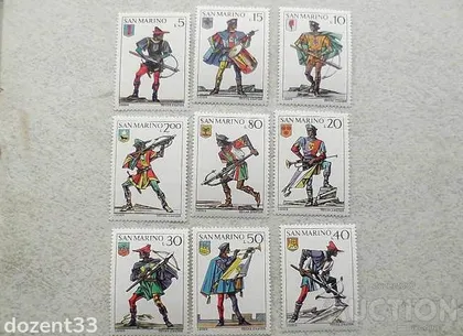 фото, Серія поштових марок Сан-Маріно Арбалетчики 1973 рік **