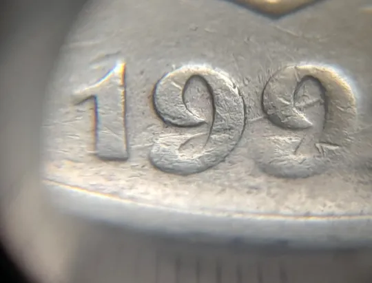 (5942) 25 копійок 1992 2ААм царапини штемпеля в році карбування (25 копеек 1992 2ААм перепутка брак) З аукціону