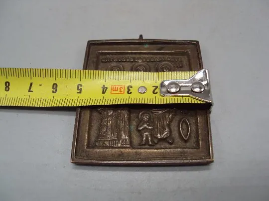 Икона нательная ладанка Святые мученники Кирик и Иулитта, Параскева, Евдокия и Варвара бронза №1390 З аукціону